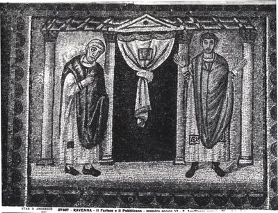 Lignelse om fariseeren og skatteoppkreveren (mosaikk) av Byzantine School