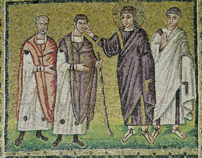 Helbredelsen av to blinde fra Jeriko, scener fra Kristi liv (mosaikk) av Byzantine School
