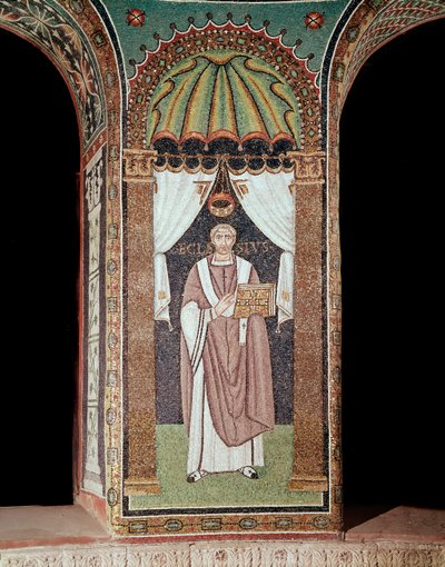 Biskopens Ecclesia (Detalj av mosaikk, 6. århundre) av Byzantine School