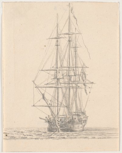 Marineskip med foldede seil av C.A. Lorentzen