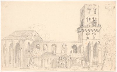 Ruinene av Nicolai kirke, København av C.A. Lorentzen
