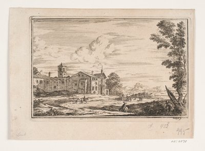 Villa med dobbel trapp sett fra hagen av C.A. Lorentzen