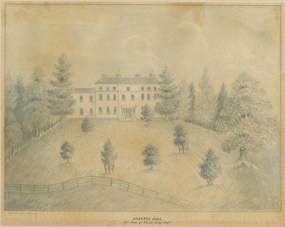 Charnes Hall: blyant- og vasketegning, nd [1800-tallet] av C.B Ash