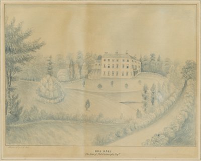 High Offley - Hill Hall: blyant- og vasketegning, nd [c 1840] av C.B Ash