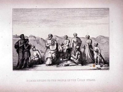 Homer Singing to the People on the Chian Strand, gravert av B.Barloccini, 1849 av C.C Perkins