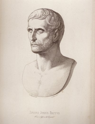 Portrett av Lucius Junius Brutus, gravert av B.Barloccini, 1849 av C.C Perkins