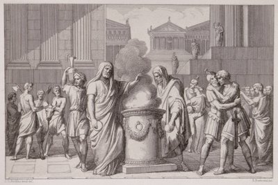 Møtet mellom Camillus og Manlius etter gallernes retrett, gravert av B.Barloccini, 1849 av C.C Perkins