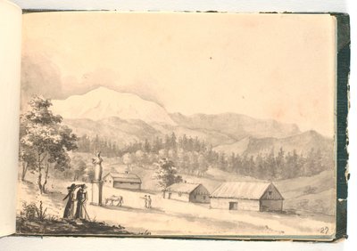 Skisse av en stående mann i profil av C.F. Zeuthen
