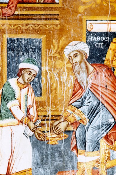 Freskomaleri i Mikro Sotiris-klosteret, Symi-øya, Hellas (bilde) av J.B. and Brown J. Rowbotham