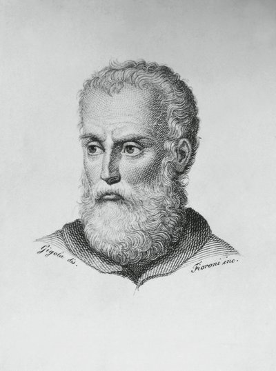 Portrett av Annibale Caro (1507-1566), italiensk forfatter og poet, gravering av Ado Fioroni (aktiv 1812-1833) etter tegning av Giovanni Battista Gigola (1767-1841) av J.B. and Brown J. Rowbotham