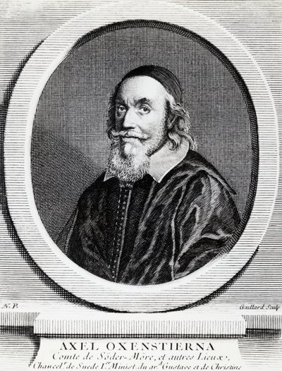 Portrett av Axel Oxenstierna Gustafsson (1583-1654), kansler i kongeriket Sverige, gravering av J.B. and Brown J. Rowbotham