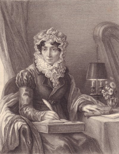 Portrett av den franske forfatteren Stephanie-Felicite Ducrest de Saint Aubin, Madame de Genlis (1746-1830), gravering av J.B. and Brown J. Rowbotham