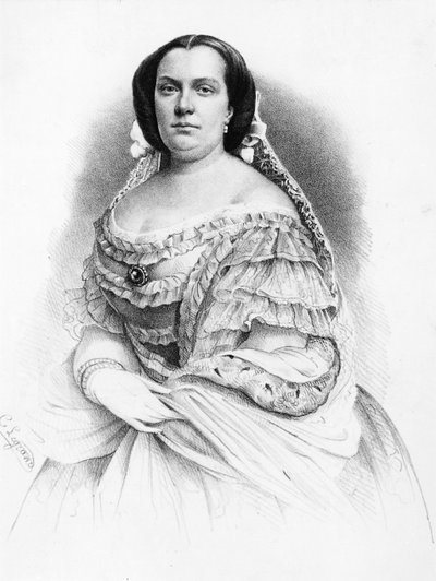 Portrett av Isabella II av Bourbon (1830-1904), dronning av Spania, gravering av J.B. and Brown J. Rowbotham