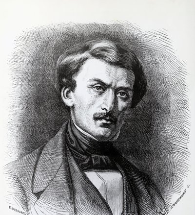 Portrett av Paul-Emile Botta (1802-1870), italienskfødt fransk arkeolog, gravering av Frankrike av J.B. and Brown J. Rowbotham