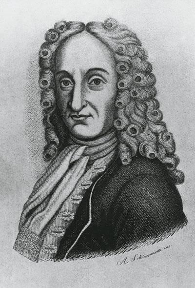 Portrett av Pietro Antonio Michelotti (1673-1740), italiensk lege og iatromatematiker, gravering av Schiavonetti av J.B. and Brown J. Rowbotham