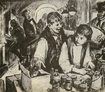 Charles Dickens som gutt i svertefabrikken (lito) av C.L. Doughty