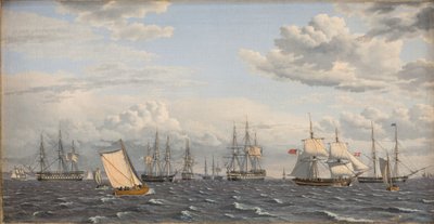 En russisk flåte ved Anker nær Helsingør av Christoffer Wilhelm Eckersberg