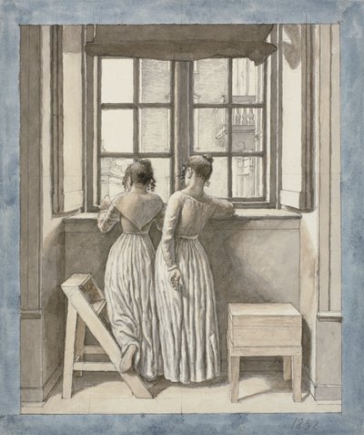 Ved et vindu i kunstnerens studio av Christoffer Wilhelm Eckersberg
