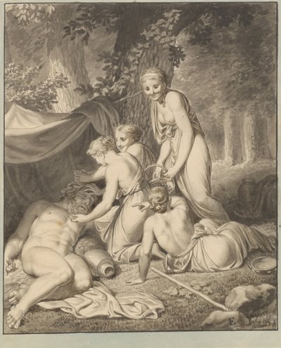 Den sovende Silen vekkes av Bacchantinderen av Christoffer Wilhelm Eckersberg
