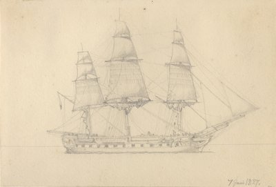 Og fregatt. av Christoffer Wilhelm Eckersberg