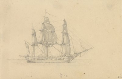 En korvet. av Christoffer Wilhelm Eckersberg