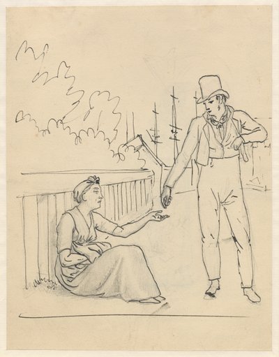 En kvinne mottar almisser av Christoffer Wilhelm Eckersberg