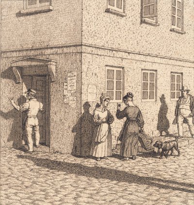 Et gatehjørne. Illustrasjon for "Lineært perspektiv", Plate VII av Christoffer Wilhelm Eckersberg