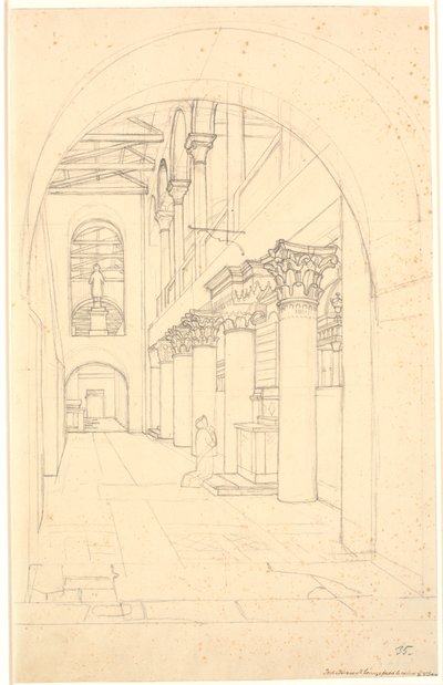 Et parts i kirken S. Lorenzo fuori le Mura, Rom av Christoffer Wilhelm Eckersberg