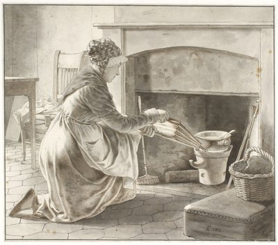 Maten er tilberedt. Eckersbergs vertinne i Paris (?) av Christoffer Wilhelm Eckersberg