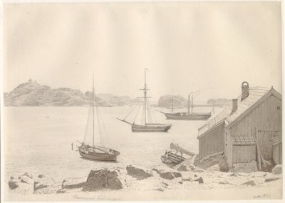 Frederiksværn havn ved Larviksfjorden, Norge. av Christoffer Wilhelm Eckersberg