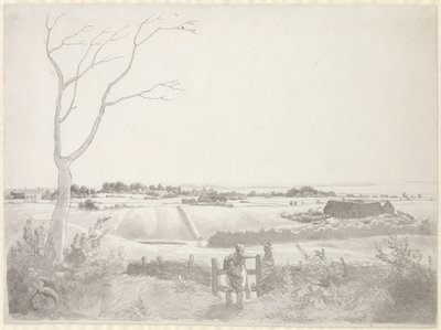 Landskap med bondepike ved en stein av Christoffer Wilhelm Eckersberg