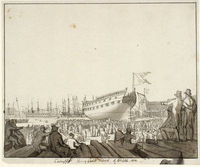 Linjeskipet Prins Christian Frederik går på grunn av Christoffer Wilhelm Eckersberg