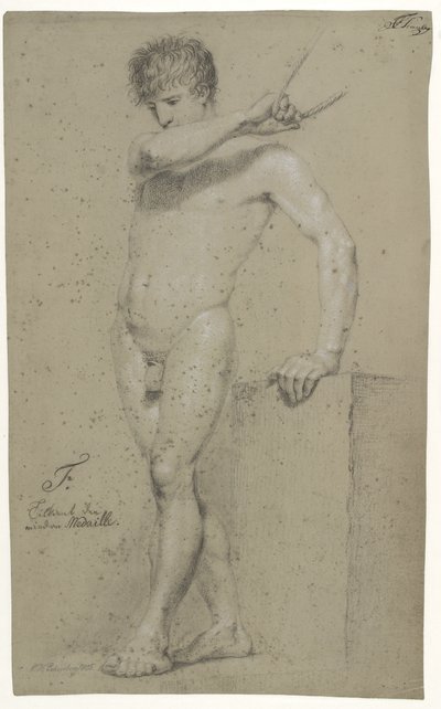 Mannlig stående modell, profil venstre av Christoffer Wilhelm Eckersberg