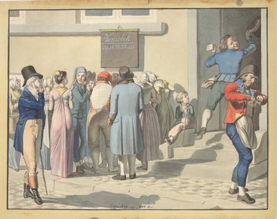 Utenfor Lotteribyrået av Christoffer Wilhelm Eckersberg