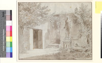 Lott antagelig fra hagen til Palazzo Barberini med romersk antinøs statue i egyptisk stil, Roma av Christoffer Wilhelm Eckersberg
