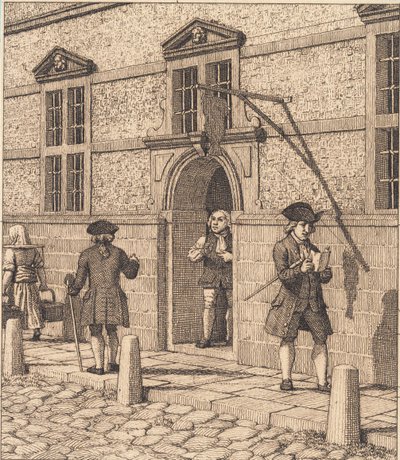 Lott rundt en portal til børsen. Illustrasjon for "Lineært perspektiv", Plate VI av Christoffer Wilhelm Eckersberg