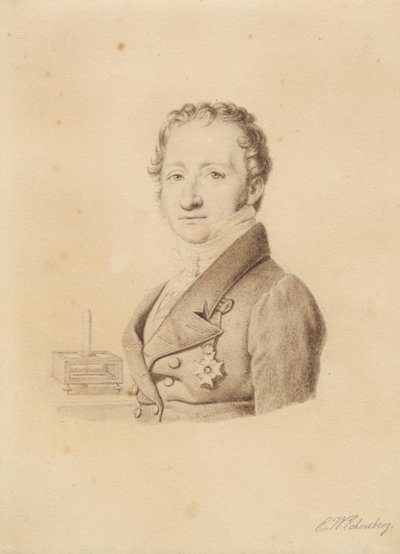 Portrett av den norske fysikeren Christoffer Hansteen. Bystebilde en face t.v. av Christoffer Wilhelm Eckersberg