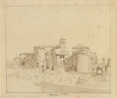 SS. Giovanni e Paolo ligger mellom Piazza S. Gregorio, Rom av Christoffer Wilhelm Eckersberg
