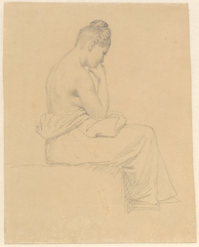 Sittende kvinnemodell sett bakfra. av Christoffer Wilhelm Eckersberg