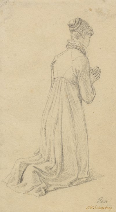Studie av en knelende kvinne. av Christoffer Wilhelm Eckersberg