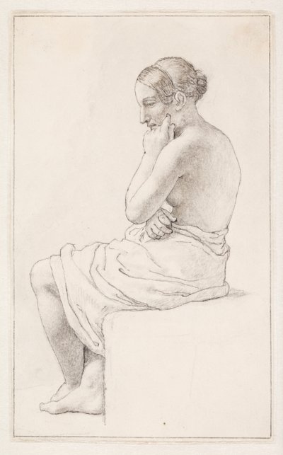 Studie av en sittende halvnaken kvinne av Christoffer Wilhelm Eckersberg