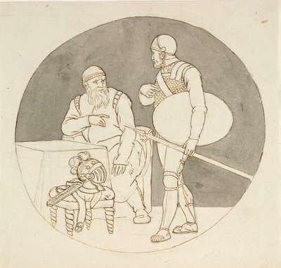 To krigere, en stående, den andre sittende av Christoffer Wilhelm Eckersberg