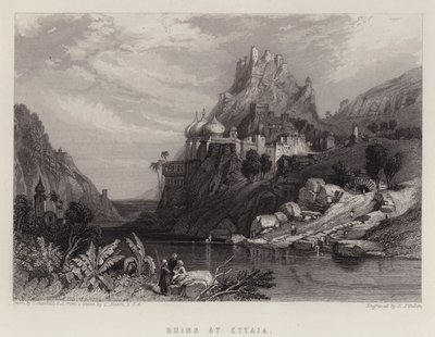 Ruiner ved Ettaia (farge litho) av C. (after) Stanfield
