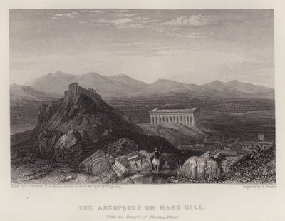 Areopagos eller Mars Hill, med Theseus-tempelet Athen (farge litho) av C. (after) Stanfield