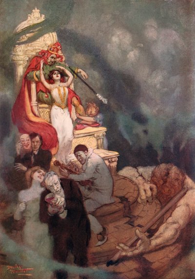 Arbeidets død (farge litho) av C. Dudley (after) Tennant
