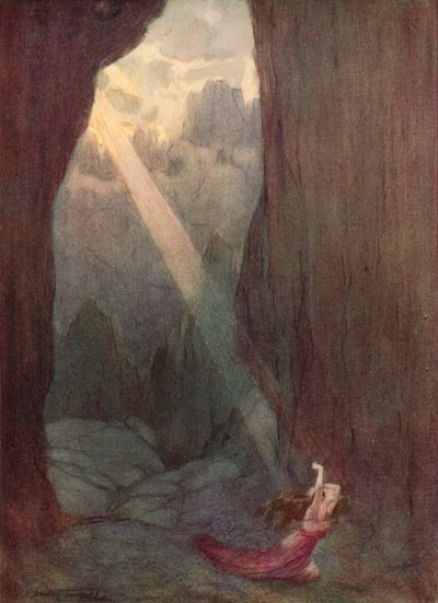 Gjennom dalen (farge litho) av C. Dudley (after) Tennant