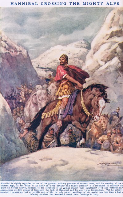 Hannibal Crossing the Mighty Alps, illustrasjon fra 