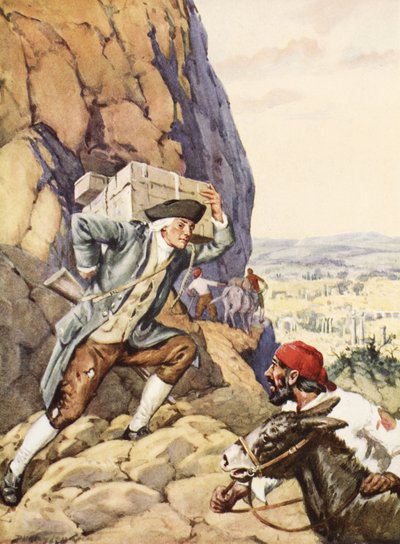 James Bruce hjelper sin dumme følger (litho) av C. Dudley Tennant