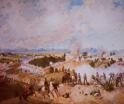 Meksikansk-amerikansk krig (1846–48), slaget ved Molino del Rey, amerikanske tropper angriper av C. Escalante