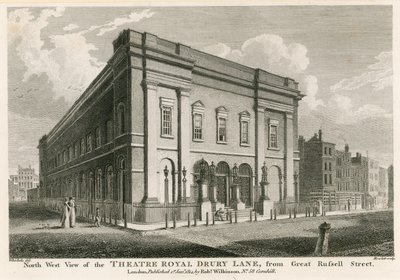 Vestutsikt over Theatre Royal, Drury Lane, London, fra Great Russell Street av C. John Mayle Whichelo
